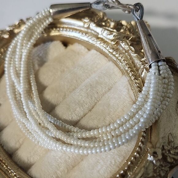 Sterling Silver And White Beaded Bracelet - Picture 3 of 3